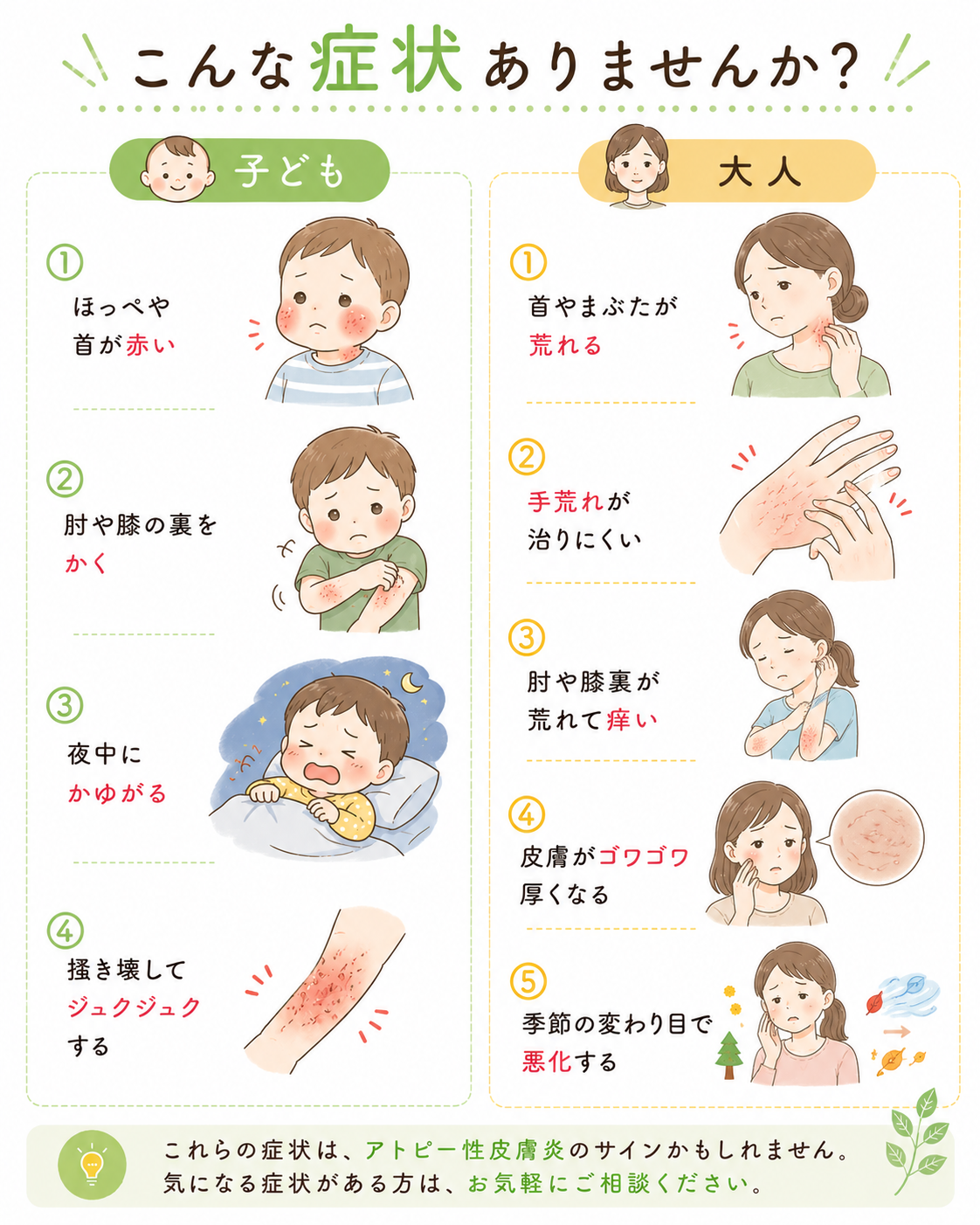 「ただの乾燥？」と思っていたら…アトピー性皮膚炎かもしれません。