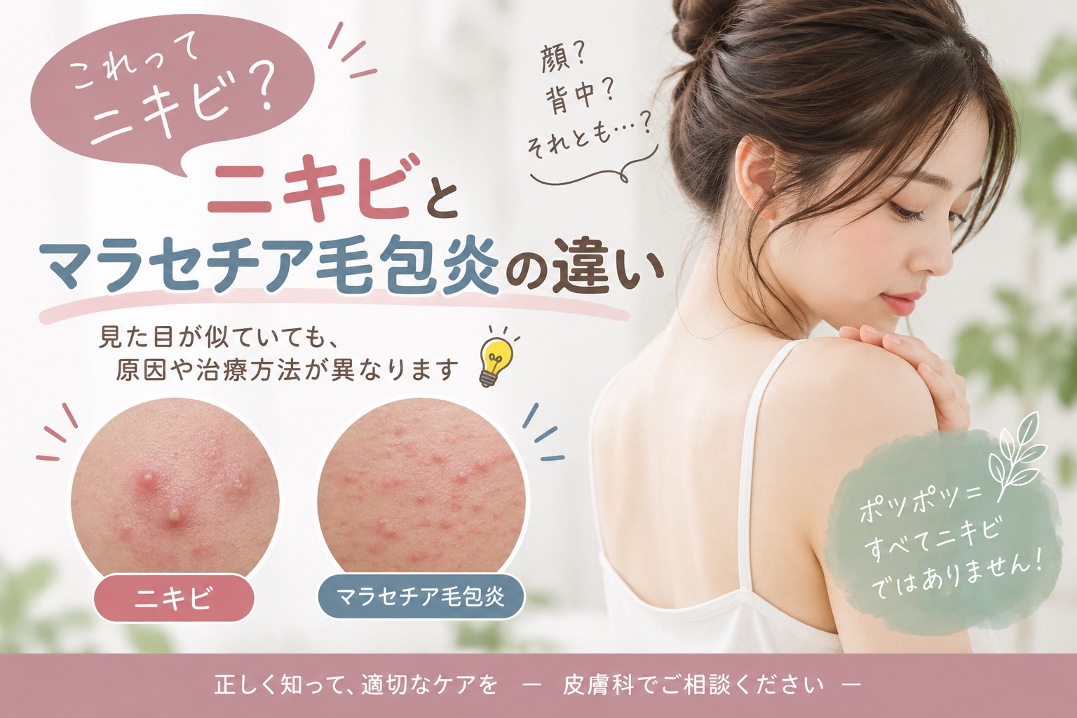 「これってニキビ？」ニキビとマラセチア毛包炎の違い🧐